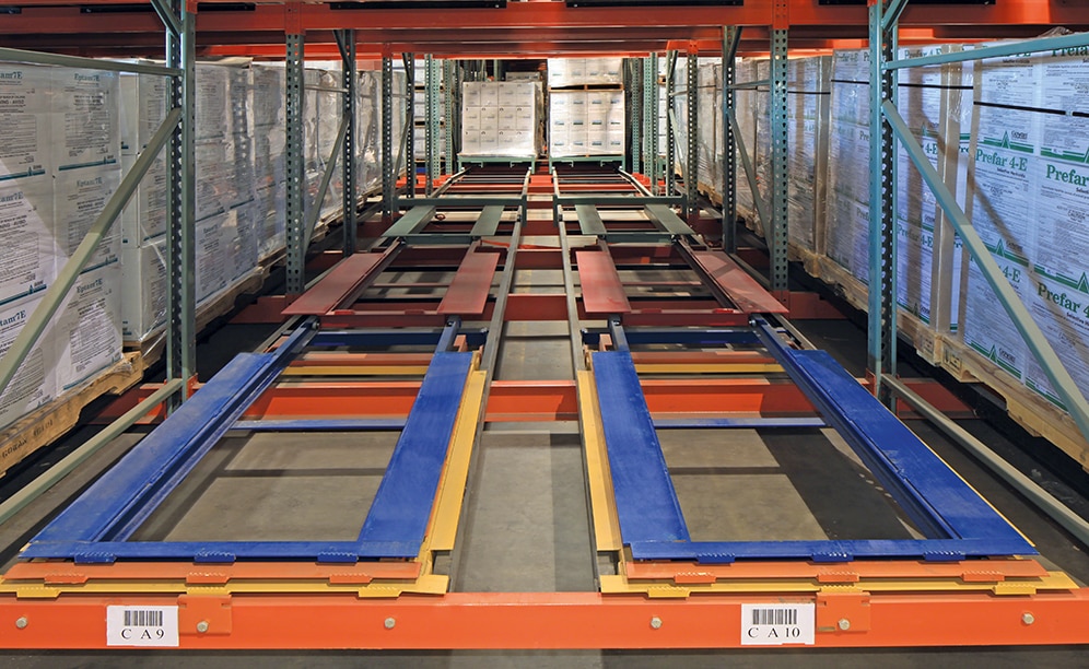 Interlake Mecalux offers beams and frames capable of supporting two-, three-, four- and five-deep push-back racking